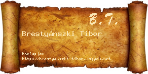 Brestyánszki Tibor névjegykártya